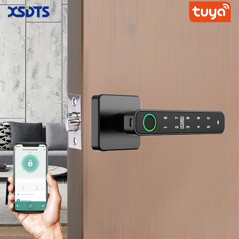 Home Security For Apartments - XSDTS Tuya Handle Fingerprint Key Card