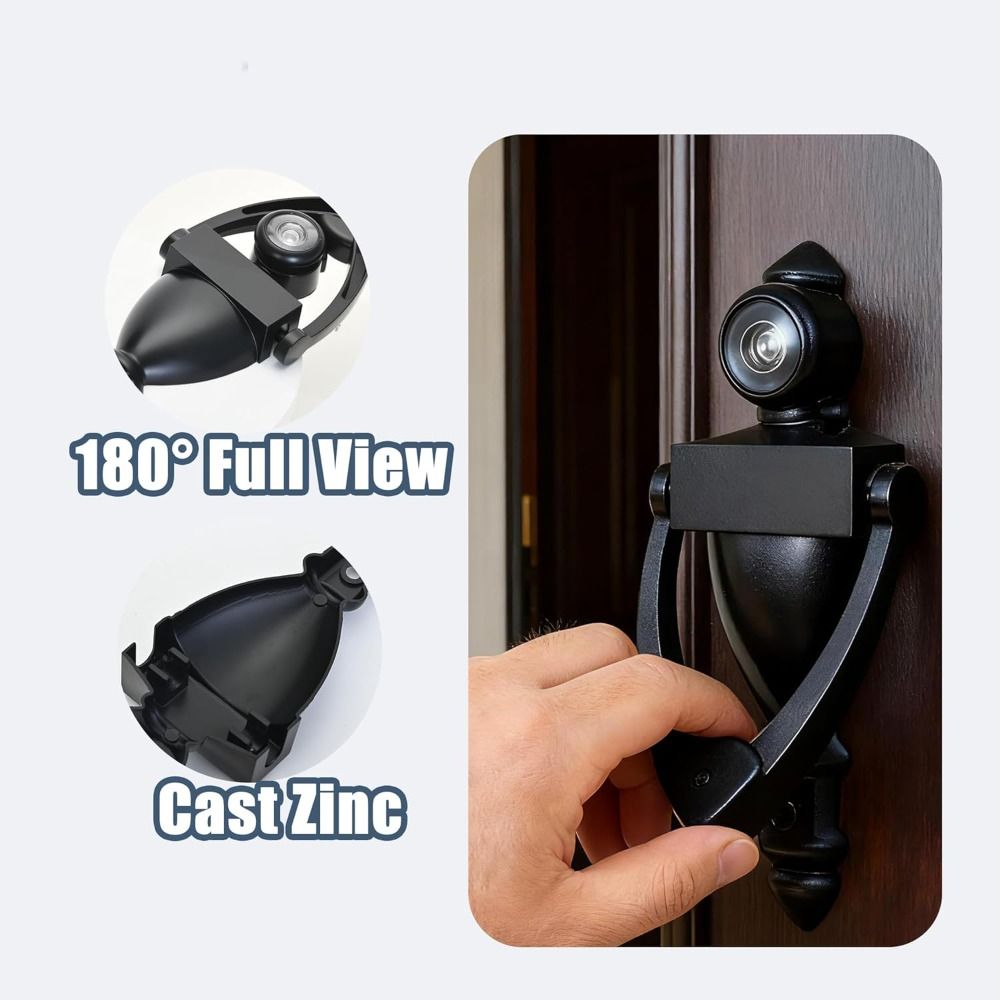Home Security Front Door - Portable Zinc Alloy Peephole Door Knocker