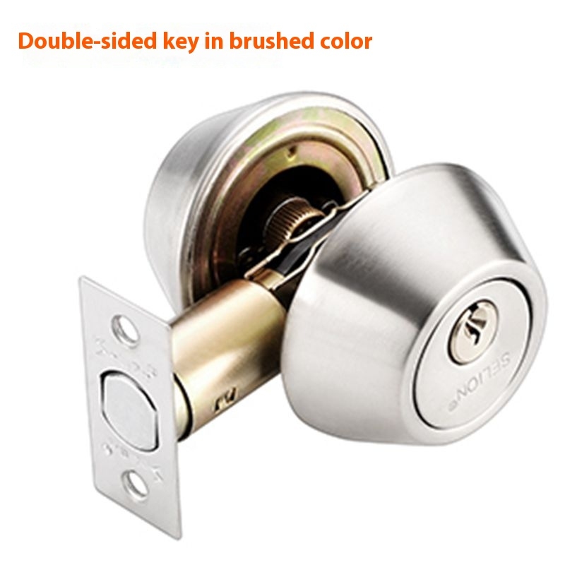 Home Security Front Door - Copper Door Lock Cylinder Chrome Deadbolt