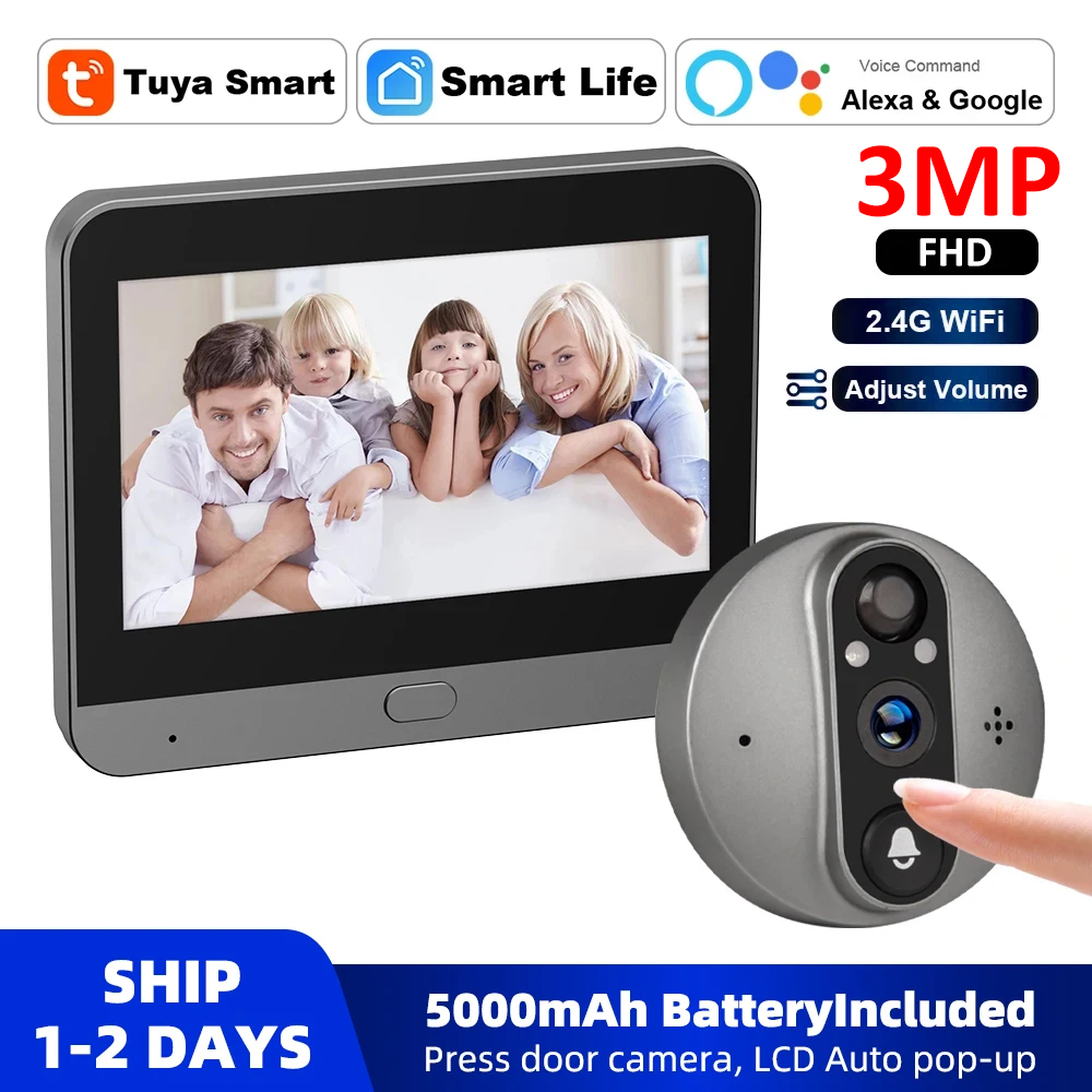 3MP WiFi Smart Tuya Peephole 5 - Home Security For Apartments recensione e prezzo