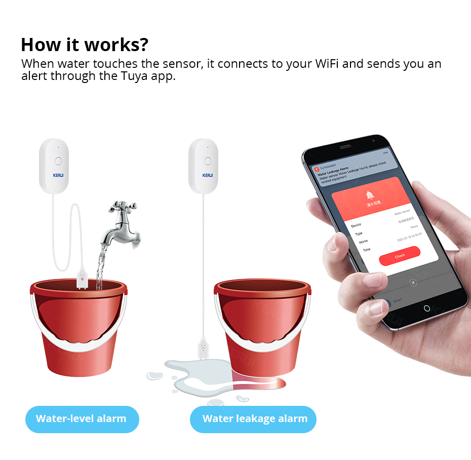 KERUI Smart  WiFi Water Sensor - Home Security With Ai recensione e prezzo