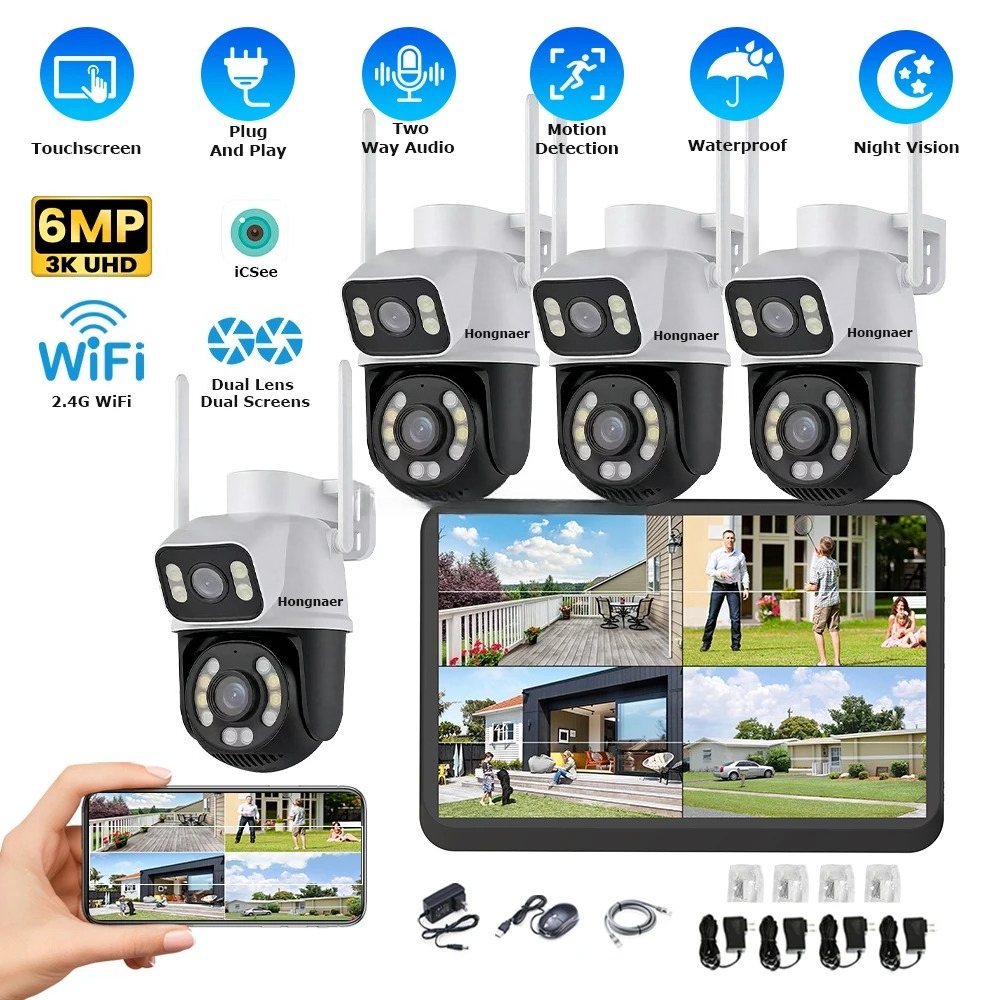 Hongnaer 6MP 4CH Dual Lens Hom - Home Security Wireless Cameras recensione e prezzo