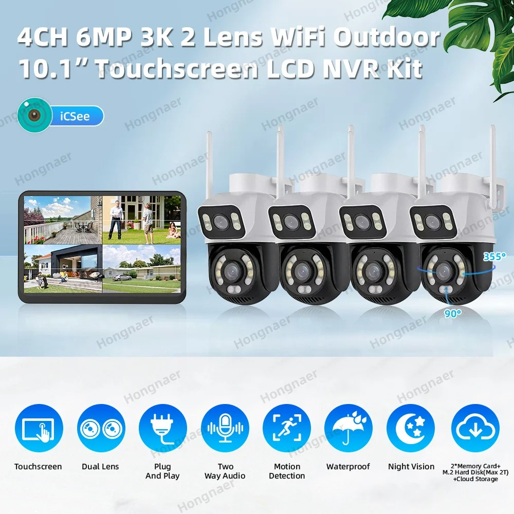 Hongnaer 6MP 4CH Dual Lens Hom - Home Security Wireless Cameras recensione e prezzo