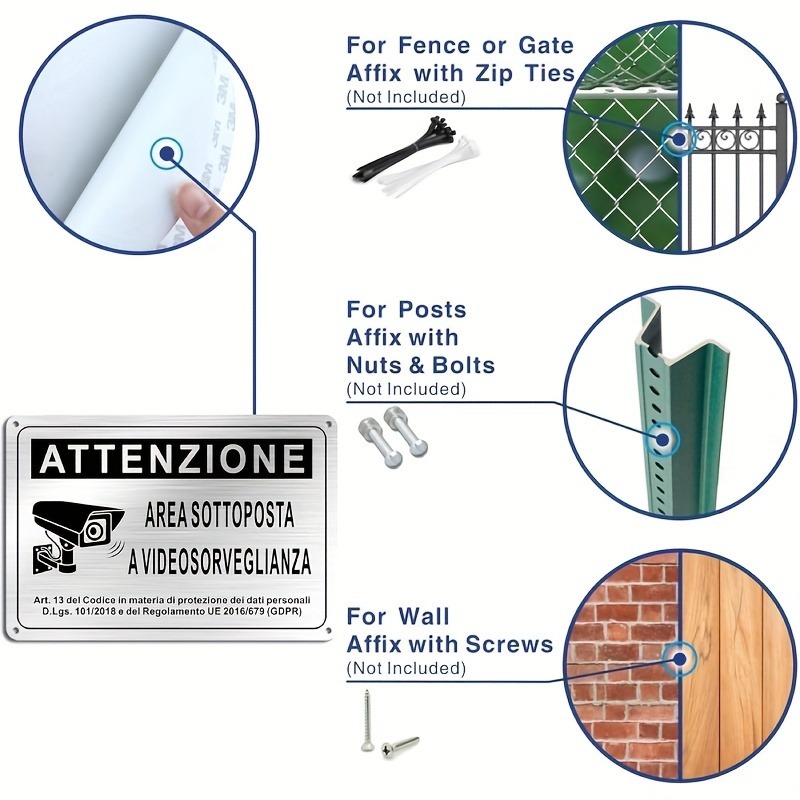 Italian Security Sign 20X30cm  - Home Security Cameras recensione e prezzo